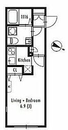 JR山手線 代々木駅 徒歩4分の賃貸マンション 4階ワンルームの間取り