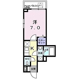 ル　コンフィーエ　サンカント 4階1Kの間取り