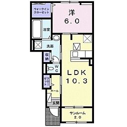 パラディーゾ　I 1階1LDKの間取り