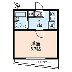 フラットエイト 2階1Kの間取り