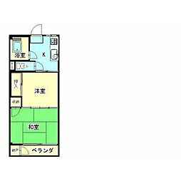 ミユキハイツ 3階2Kの間取り