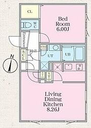 京王線 明大前駅 徒歩5分の賃貸マンション 2階1LDKの間取り