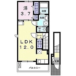 JR福知山線 福知山駅 バス13分 『土師新町』下車 徒歩7分の賃貸アパート 2階1LDKの間取り
