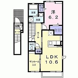 宇都宮市中里町アパート 1LDKの間取図画像