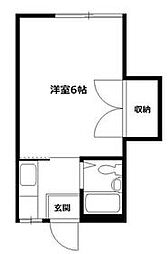 月見台ハイツ 1階ワンルームの間取り
