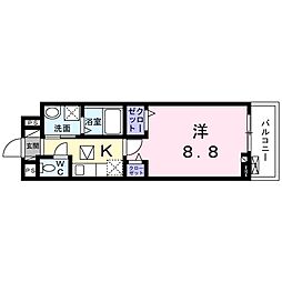 シャトーエレガント 1階1Kの間取り