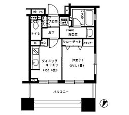 パークキューブ市ヶ谷 9階1DKの間取り