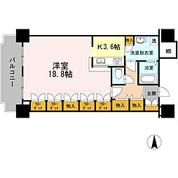 品川シーサイドビュータワー1 1Kの間取図画像