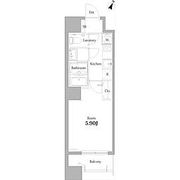 アリシアコート八丁畷 4階1Kの間取り