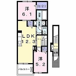 JR上越線 新前橋駅 徒歩20分の賃貸アパート 2階2LDKの間取り