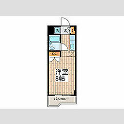 タウンハウスツジ 2階ワンルームの間取り