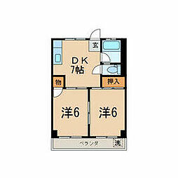 三陽リビング 1階2DKの間取り
