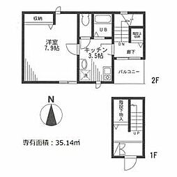 エバーハイツ大山 202 2階1Kの間取り