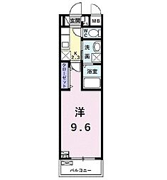 ユウパレス和泉中央 2階1Kの間取り