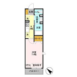 フルール 3階1Kの間取り