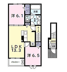 ルミネスIII 2階2LDKの間取り