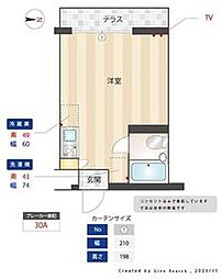 東急世田谷線 宮の坂駅 徒歩7分の賃貸マンション 1階ワンルームの間取り