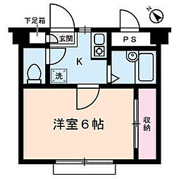 ドミール上池台 102 1階1Kの間取り