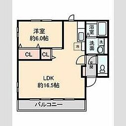 セドナスIII 1階1LDKの間取り