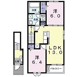 リードアンジュ　I 2階2LDKの間取り
