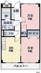 近鉄名古屋線 川越富洲原駅 徒歩1分の賃貸マンション 1階2DKの間取り