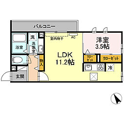 メイユール東丸 1LDKの間取図画像