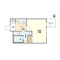 ウェルスクエア京都西陣ＷＥＳＴ 3階1Kの間取り