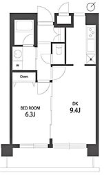都営三田線 板橋区役所前駅 徒歩7分の賃貸マンション 5階1LDKの間取り