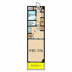北総鉄道 矢切駅 徒歩5分の賃貸マンション 3階1Kの間取り