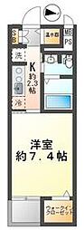 京王線 多磨霊園駅 徒歩12分の賃貸マンション 3階1Kの間取り