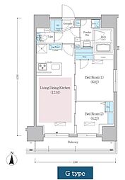 都営浅草線 蔵前駅 徒歩3分の賃貸マンション 13階2LDKの間取り