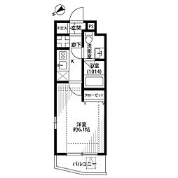プレール・ドゥーク下丸子 1Kの間取図画像
