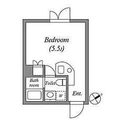 JR総武線 千駄ケ谷駅 徒歩4分の賃貸マンション 2階ワンルームの間取り