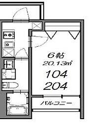 ベルメント陣屋前Ａ棟 1階1Kの間取り