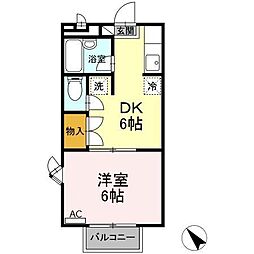 JR関西本線 富田浜駅 徒歩7分の賃貸アパート 2階1DKの間取り