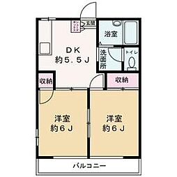 ソレイユ外箕輪1 2DKの間取図画像