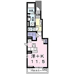 エレガント　キャッスルIII 1階ワンルームの間取り