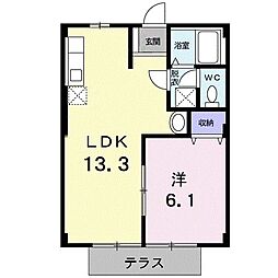 JR中央本線 石和温泉駅 徒歩36分の賃貸アパート 1階1LDKの間取り