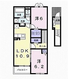 名鉄名古屋本線 名鉄一宮駅 バス30分 川島停下車 徒歩13分の賃貸アパート 2階2LDKの間取り