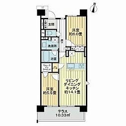 名鉄名古屋本線 山王駅 徒歩9分の賃貸マンション 1階2LDKの間取り