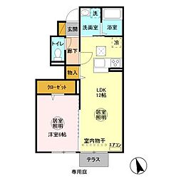 鹿島臨海鉄道大洗鹿島線 鹿島神宮駅 6.6kmの賃貸アパート 1階1LDKの間取り