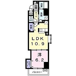 サンハイム平野宮町 4階1LDKの間取り
