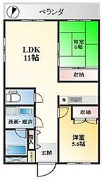 メゾンド・キャナル 3階2LDKの間取り