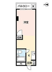 京王線 初台駅 徒歩5分の賃貸マンション 2階ワンルームの間取り
