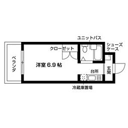 パピリオ花の木 ワンルームの間取図画像