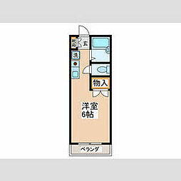 京王相模原線 京王堀之内駅 徒歩13分の賃貸アパート 2階ワンルームの間取り