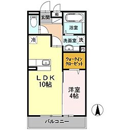 京王線 北野駅 徒歩8分の賃貸アパート 3階1LDKの間取り