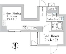 都営三田線 西台駅 徒歩8分の賃貸マンション 1階1LDKの間取り
