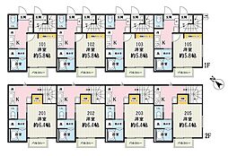JR埼京線 中浦和駅 徒歩12分の賃貸アパート 1階1Kの間取り