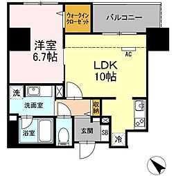 ウィスタリアレジデンス博多 1LDKの間取図画像